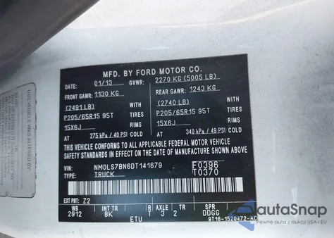 2013 Ford Transit Connect Xlt from USA, damaged, VIN NM0LS7BN6DT141679